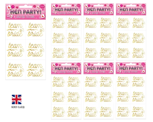 TEAM BRIDE TEMPORARY TATTOOS Tattoo Hen Night Holographic Squad Party UK