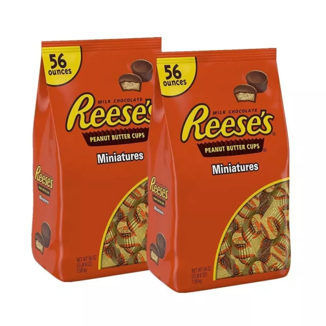 2x Reese's Milk Chocolate Peanut Butter Cups Miniatures 1.58kg Bulk Bag