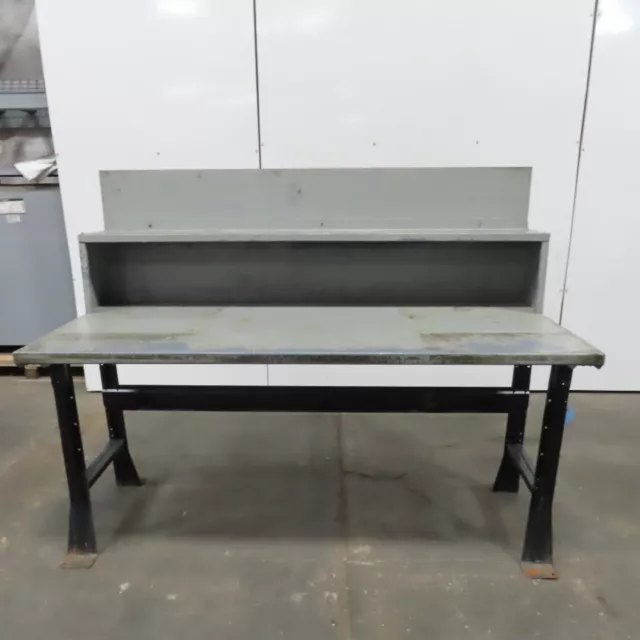 30" x 72" x 34" Tall Vintage Steel Top Work Assembly Drafting Bench Table Shelf