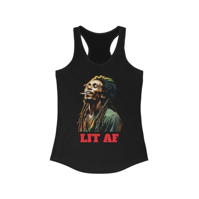 Bob Marley LIT AF Women's Ideal Racerback Tank Reggae music Jamaican Rasta 420