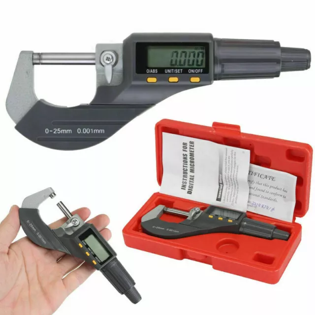 Professional 0-25mm Digital Electronic Micrometer Outside 0-1"/0.00005" LCD