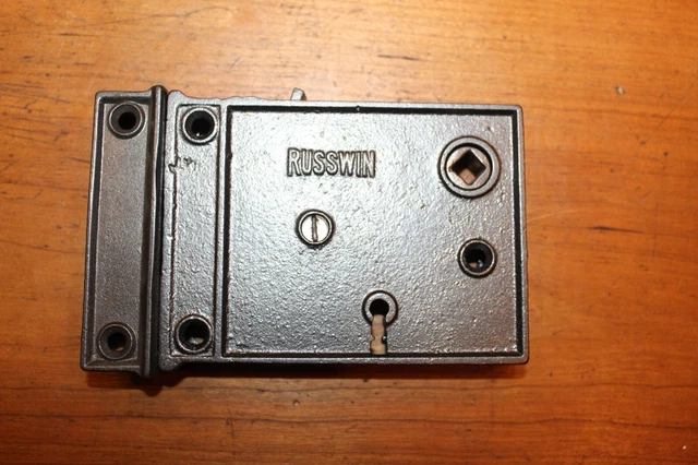 Refurbished Russwin (R&E) #1288 Victorian Cast Iron Rim Lock with Keeper  R-40