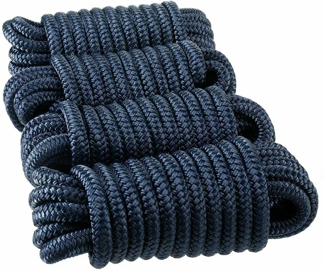4PCS 1/2" 25FT Cadet Blue Double Braid Nylon Boat Dock Line Marine Mooring Rope