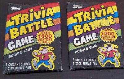 1984 Topps Trivia Battle Game   Trading Cards 2 Wax Packs  Never Opened