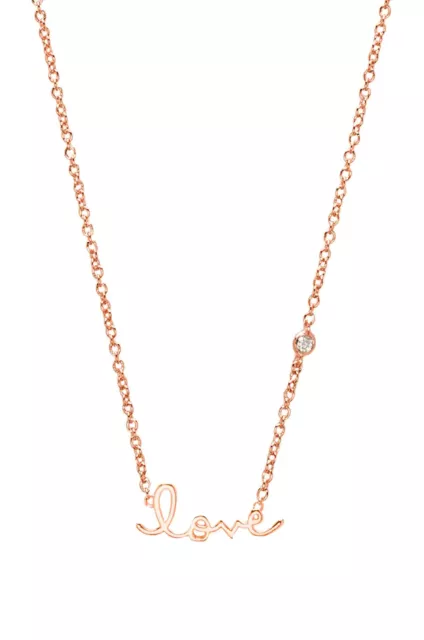 SHY BY SE by Sydney Evan  ROSE GOLD PLATED STERLING LOVE NECKLACE W/ DIAMOND/