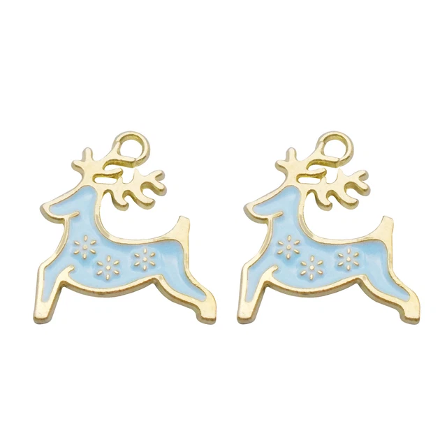 20 Stück Emaille Hirsch Charm Metall Weihnachten Tier Gold Anhänger DIY 18x20 mm