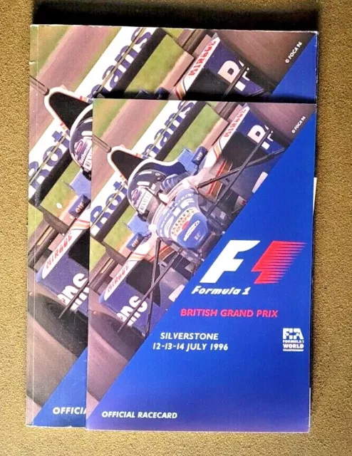 British Grand Prix F1 Silverstone 1996 Official Race Programme & Racecard