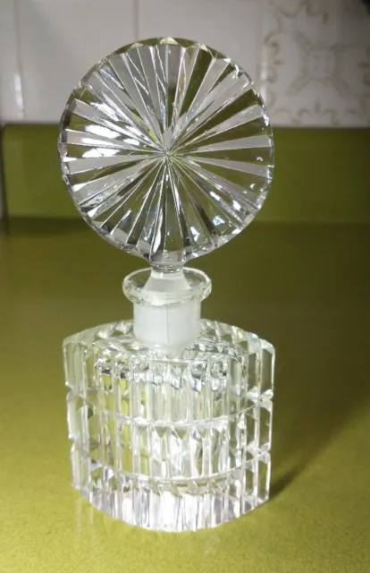 Old Art Deco Style Crystal Perfume Bottle With Stopper (Unmarked)