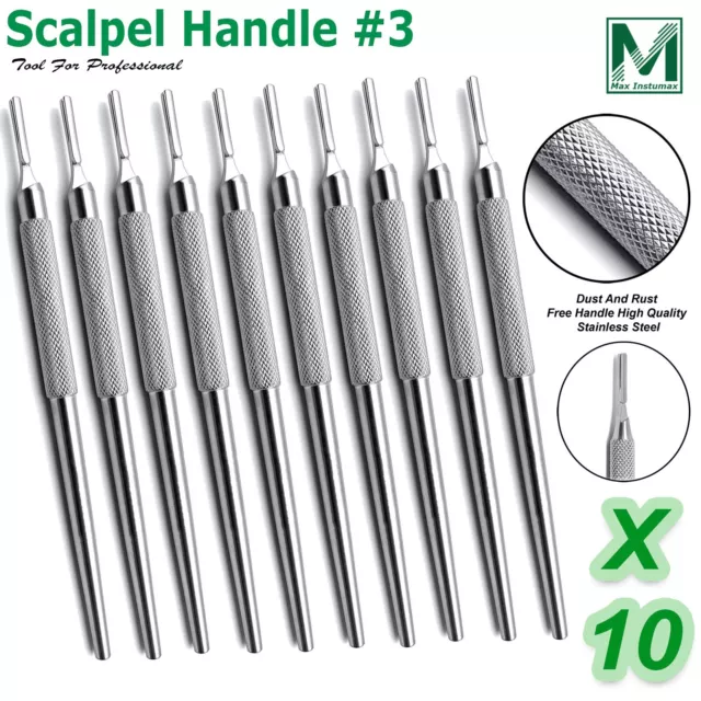 Dental Surgical Scalpel Handle Blade Holder #3 With Round Pattern Stainless