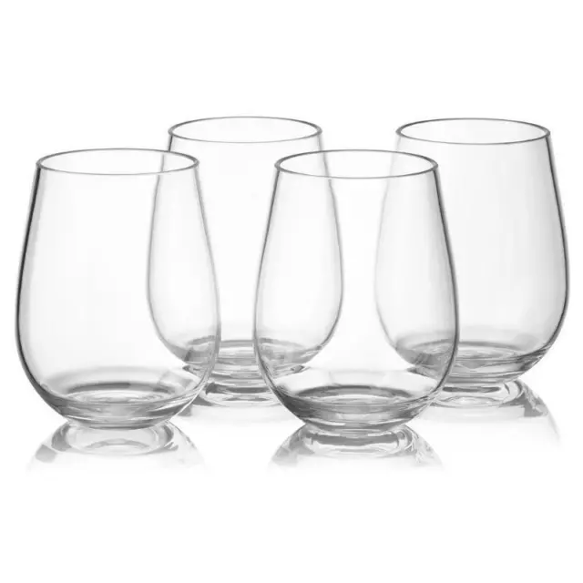 Stemless Red and White Wine Glasses 16oz, Unbreakable Tritan Plastic Wine Set of