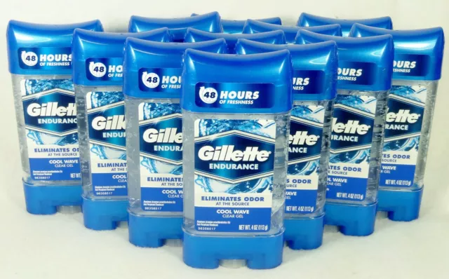 12 Gillette Endurance COOL WAVE pour hommes gel clair déodorant éliminateur d'odeurs