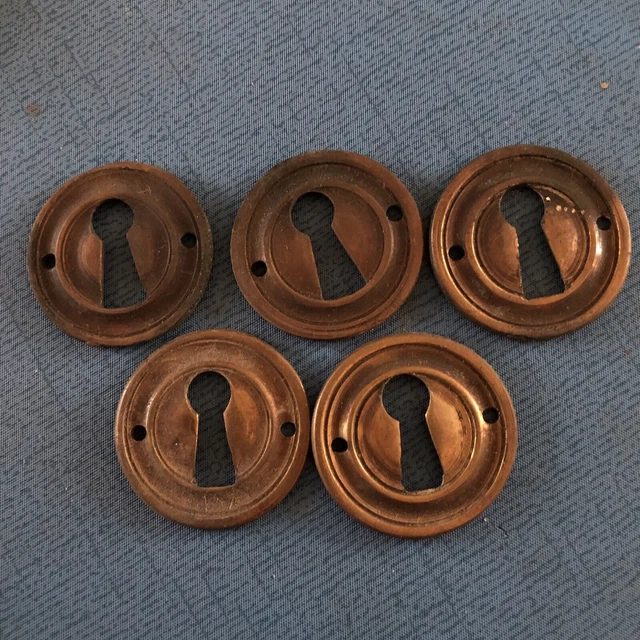 Antique Brass Keyhole Covers trim c1900s Lot of 5