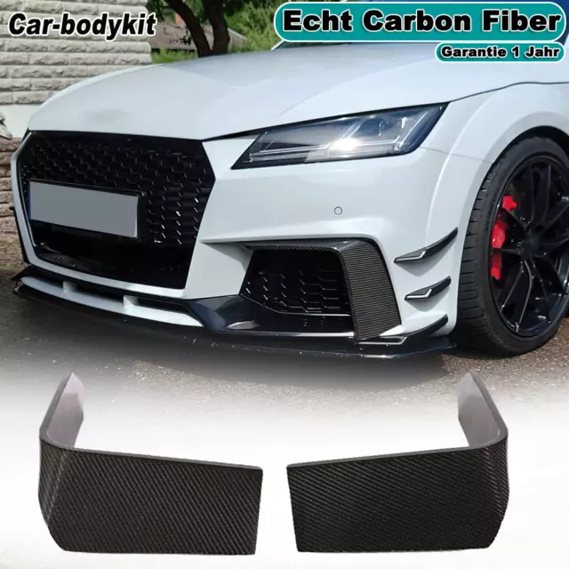 2x Carbon Fins Spoiler Canards Front Fog Light Cover Splitter für Audi TT RS