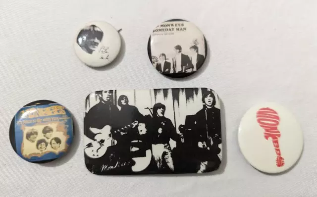 Vintage The Monkees PINs BUTTONs Lot of 5