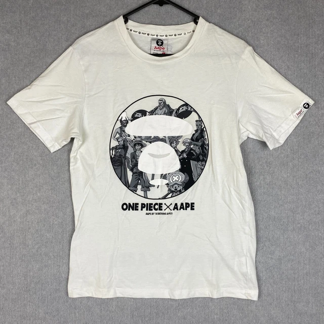 BAPE T SHIRT Medium White Aape x One Piece Anime Graphic Print A