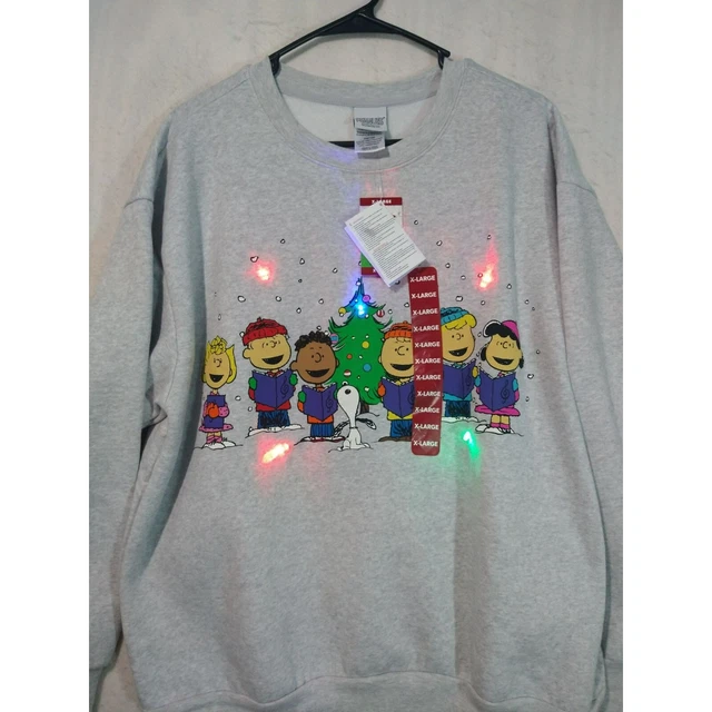PEANUTS SNOOPY CHARLIE Brown Christmas 2022 Gray Size XL Light Up