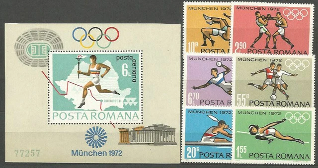 Rumania - Correo 1972 Yvert 2688/93+H,94 ** Mnh Juegos Olimpicos de Munich