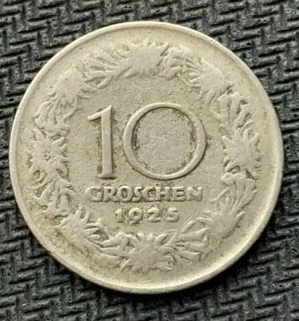 1925 Austria 10 Groschen Coin VF      Short Series 3 Years    #B697