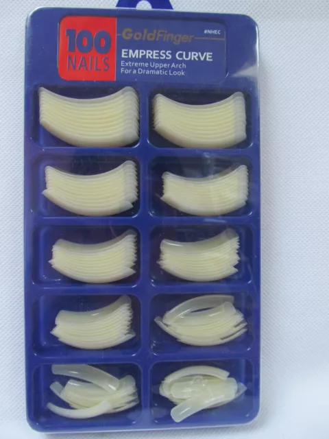 Box Of 100 Salon Quality Long Empress Curved Arched White False Nails Tips Uk