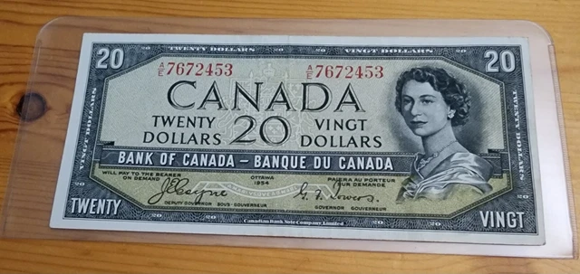 Bank Of Canada, 1954 $20 Devil Face Banknote, Changeover,  VF/EF