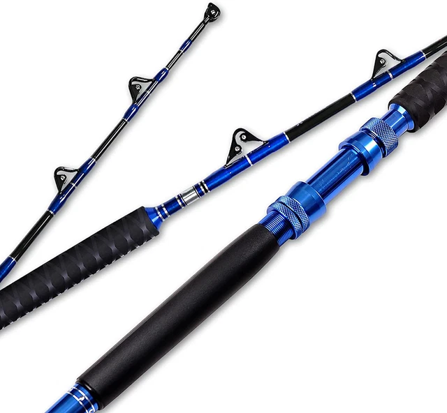 2-PIECE SALTWATER OFFSHORE Heavy Bent/Straight Butt Trolling Rod Roller ...