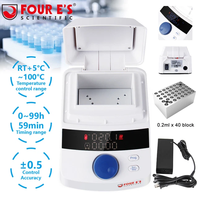 Mini Lab Dry Bath Incubator Heater with Heat Lid & 40 x 0.2mL Heating Block USA