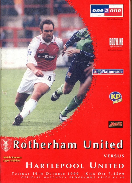 Hartlepool V Rotherham A16 ROTHERHAM UNITED v Hartlepool United 19/10/99 Division 3 EUR 2,03 ...