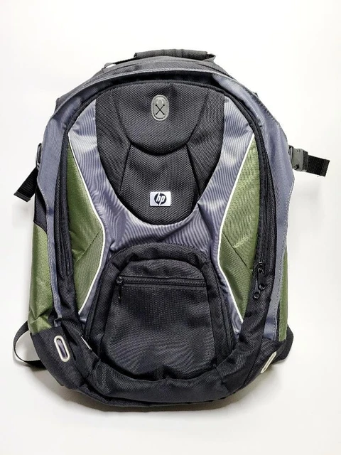 HP Hewlett Packard Backpack Green Black & Grey