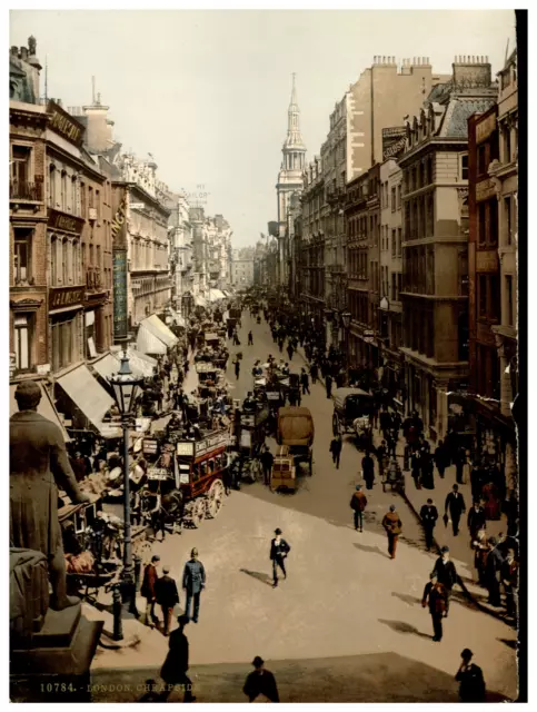 Angleterre. London & Suburbs. Cheapside. Vintage photochrom by P.Z, Photochrom Z