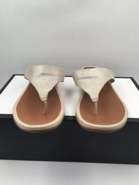 Fitflop Banda Women's Sandals Thong Silver Brown Leather Slip On Size 41 EU/9 US