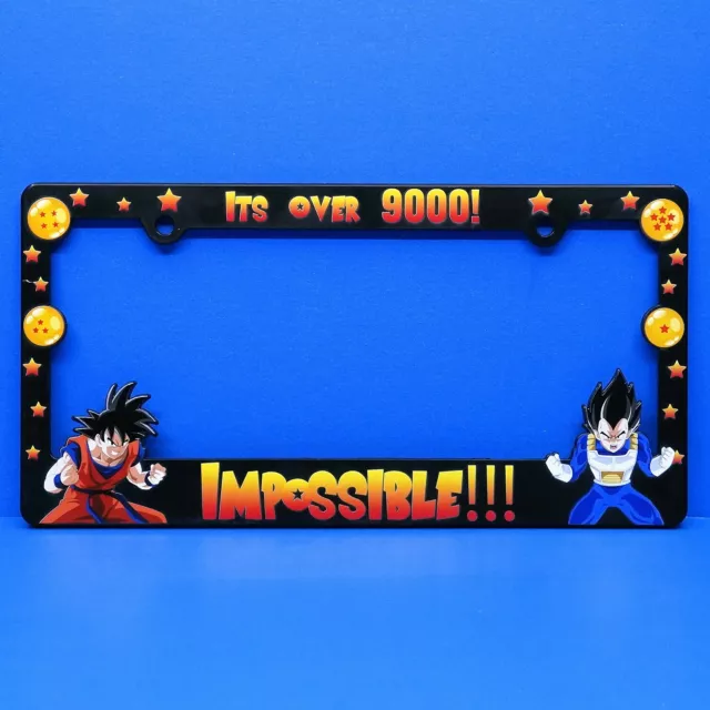 Dragon Ball Z Custom Over 9000 License Plate Frame Car Anime Figure Goku Vegeta