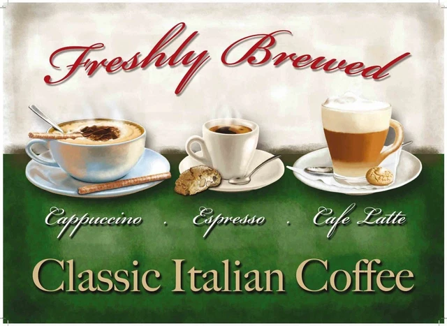 Metall Vintage Shabby-Chicc Italienische Kaffeedose Schild Wandplakette
