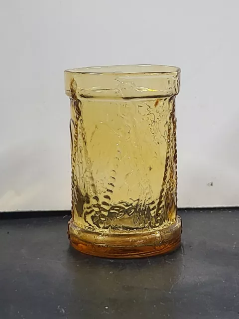 Vintage 1970's Wheaton NJ Amber Juice Glass with Eagle 3.5"