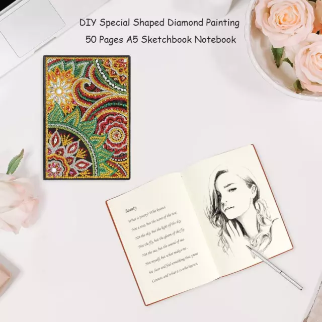 Diamond Painting Cover Notebook Diamond Painting Notebook Kits DIY Diamond  Art Crystal Cross Stitch Diary Book Painting Journal 100 Pages/50 Sheets A5