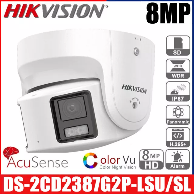 Hikvision DS-2CD2387G2P-LSU/SL 8MP ColorVu 180° Panorama AcuSense PoE IP Kamera
