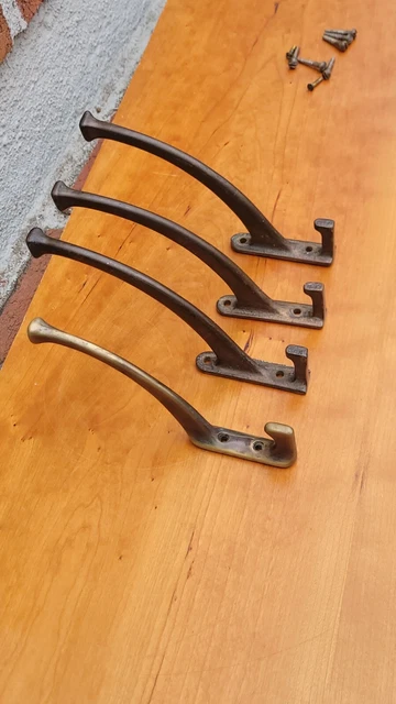 4 Vintage Large Mission Coat Hat Utility  Hall Tree Hooks 3