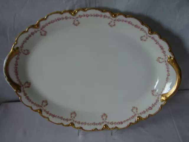 Theodore Haviland Limoges France große ovale Platte Pink Roses  Mousseline