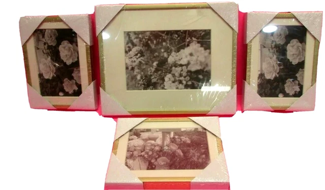 Gold Frame With White Matte Gallery Wall Desk Picture Frames (Set Of 4) NEW