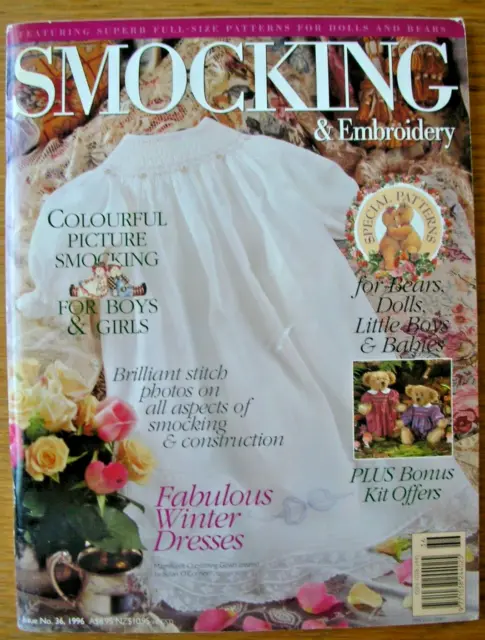 Australian SMOCKING & EMBROIDERY - Issue No.36 1996 - Attached Patterns in VGC