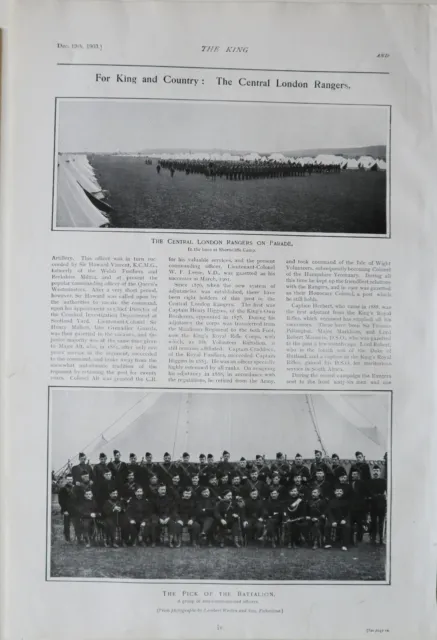 1903 Stampa Il Centrale Londra Rangers On Sfilata Shorncliffe Camp - Battaglione