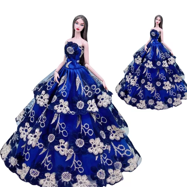 Wedding Dress Evening Party Wear For Barbie Doll Clothes For Kids Play House