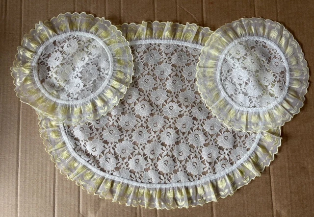 chinese dress ladies Vinyl Placemats Floral Lace White 15"