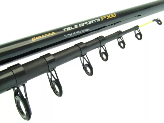 SARATOGA TELESPORTS FX6 12' 10-18kg Fibreglass Surf Beach Telescopic Fishing Rod