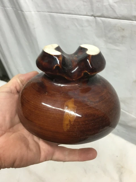 Ceramic Insulator - Vintage / Antique Large  Brown color Pottery Type