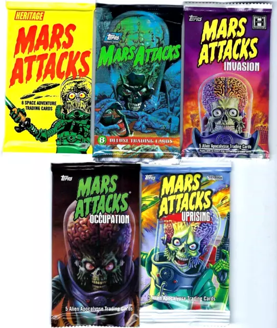 Mars Attacks Cards Pack Lot Of 5- Archives Heritage Invasion Occupation Uprising