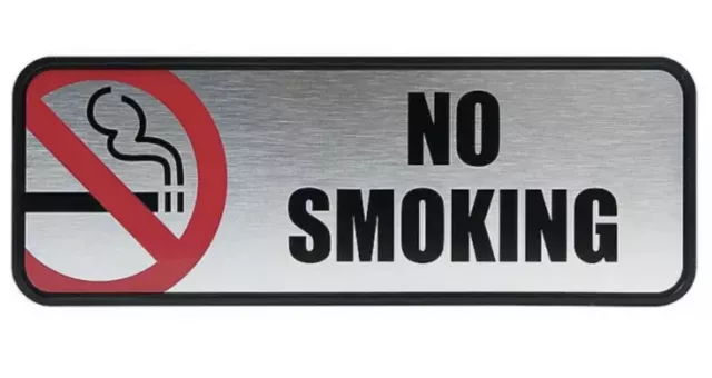 COSCO Brush Metal Office Sign, No Smoking, 9 x 3, Silver/Red 039956982078