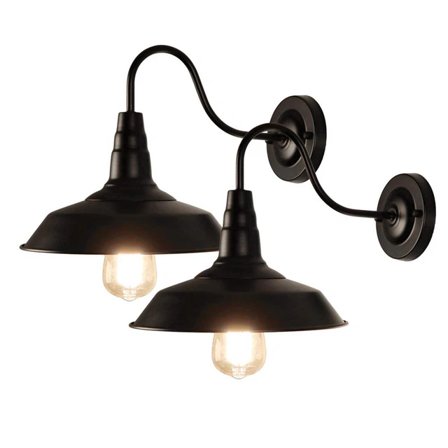 LynPon Gooseneck Barn Lights Indoor, Black Farmhouse Wall Sconces Set of Two,...