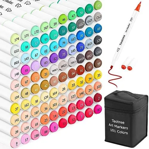 Aton 60 Colors Artist Alcohol Markers Dual Tip Art Markers Twin Sketch Markers Pens Permanent Alcohol Based Markers with Case for Adult Kids Coloring