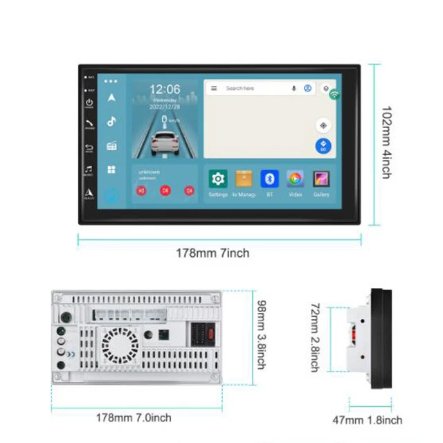 7"Android 13 Carplay 2+32G Car Stereo Radio AUX GPS Navigation WiFi  Player MP5