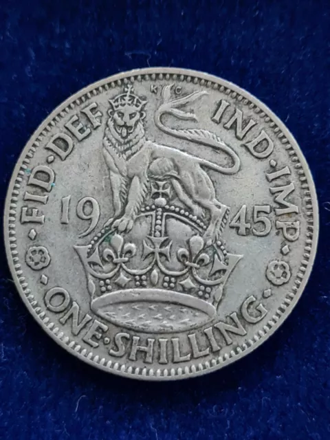 1945 British Shilling - George Vi  50% Silver Coin. C96.